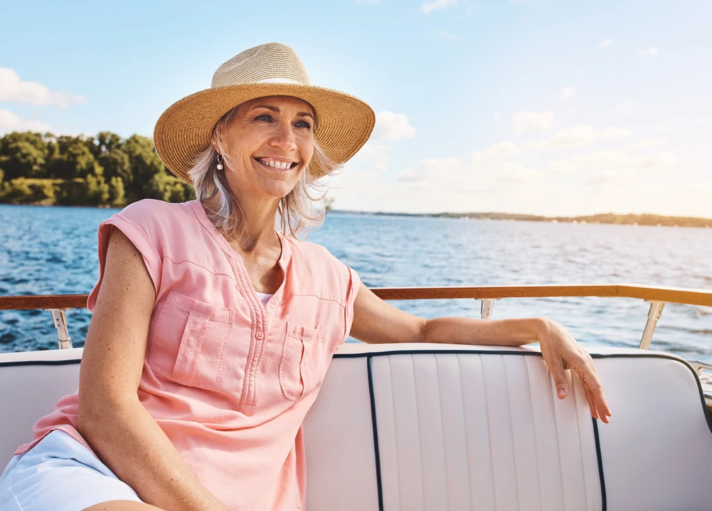 middle aged woman on boat